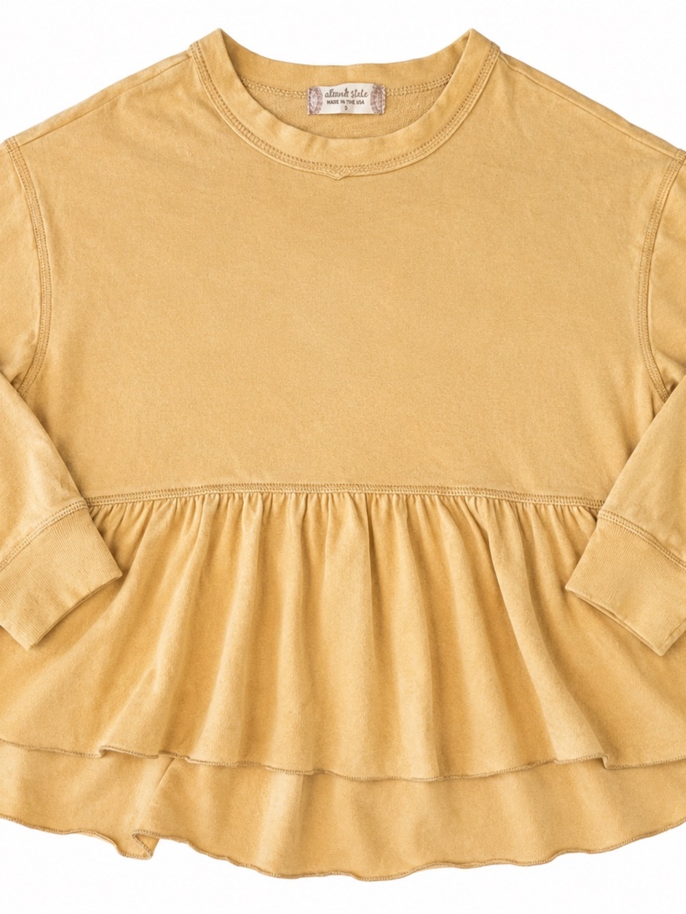 Altar'd State Kids Washed Mustard Peplum Sweatshirt